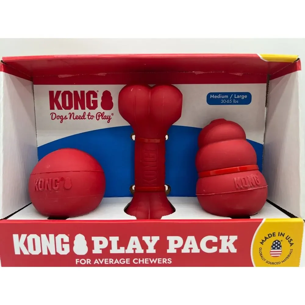 Kong Classic Dog Toys Play Pack 3 Count New